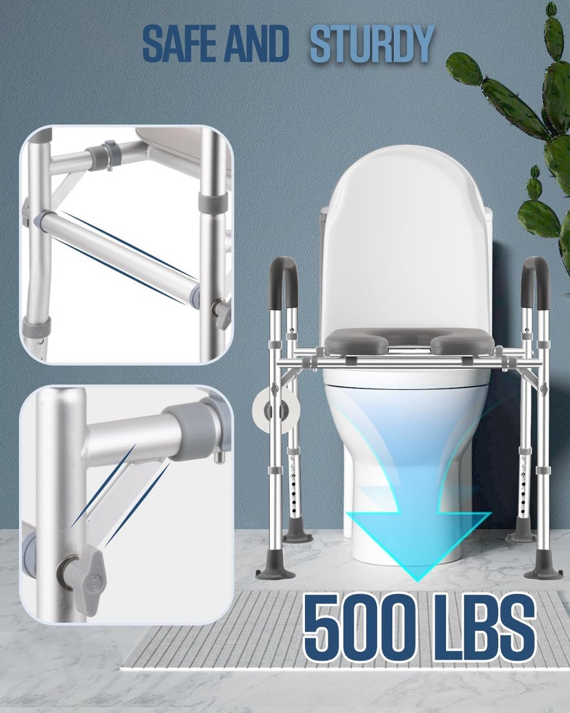 Brosive Toilet Seat Riser with Handles, 500lb Raised Toilet Seat, Adjustable Height & Width, Handicap Raised Toilet Chair for Seniors, Fit Any Toilet - Image 2
